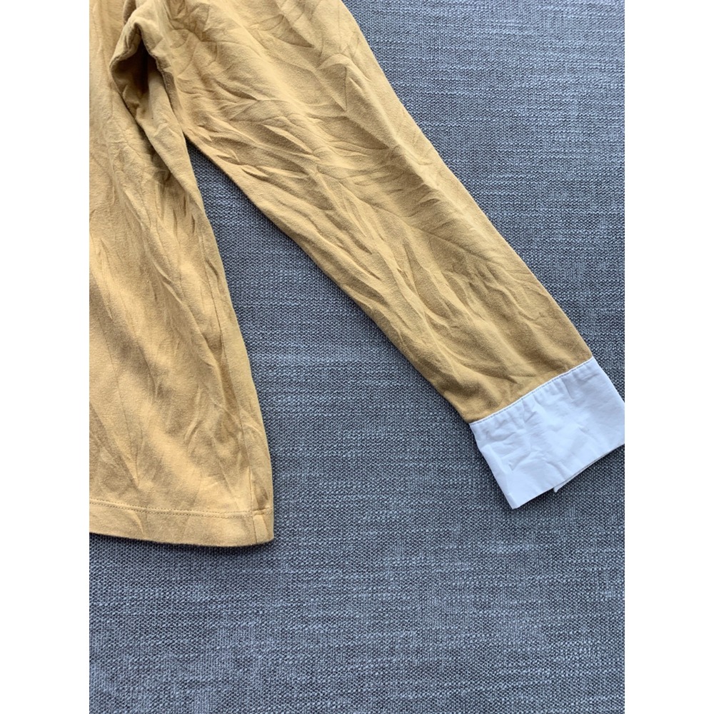 Denim + Co. Shirt Womens XL Mustard Yellow Stretch V Neck Layered Long Sleeve - Picture 5 of 9